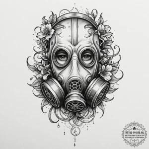 Tattoo design, a gas mask, but it is stylized... - эскиз тату (№1751490455_0, 02.07.2025 21:07) — tattoo-photo.ru