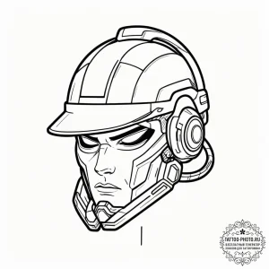 Tattoo design, soldier's helmet, a ghostly di... - эскиз тату (№1751490878_0, 02.07.2025 21:14) — tattoo-photo.ru