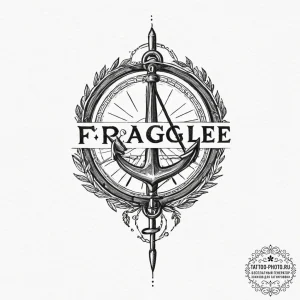 Tattoo design, handpoke style, the word "frag... - эскиз тату (№1751491040_0, 02.07.2025 21:17) — tattoo-photo.ru