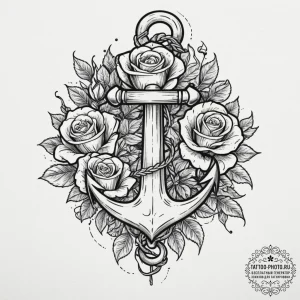 Tattoo design, handpoke style, a tiny anchor,... - эскиз тату (№1751491534_0, 02.07.2025 21:25) — tattoo-photo.ru