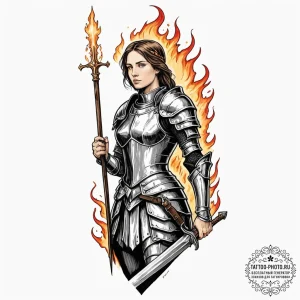 Tattoo sleeve design, joan of arc tragedy, a... - эскиз тату (№1751491616_0, 02.07.2025 21:26) — tattoo-photo.ru