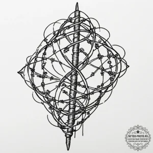 Tattoo design, a dna helix, one strand organi... - эскиз тату (№1751491700_0, 02.07.2025 21:28) — tattoo-photo.ru