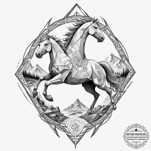 Tattoo design, eight-legged horse sleipnir ga... - эскиз тату (№1751492609_0, 02.07.2025 21:43) — tattoo-photo.ru