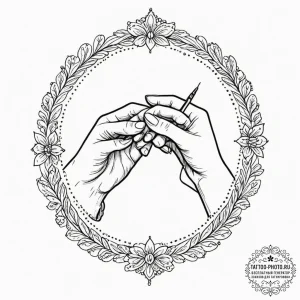 Tattoo design, handpoke style, two hands maki... - эскиз тату (№1751494247_0, 02.07.2025 22:10) — tattoo-photo.ru