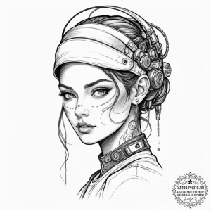 Tattoo design, a beautiful woman's portrait i... - эскиз тату (№1751494409_0, 02.07.2025 22:13) — tattoo-photo.ru