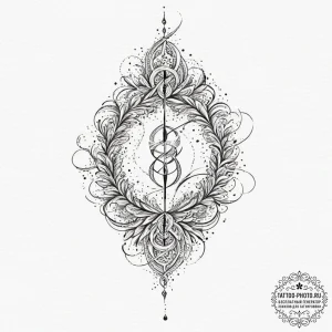 Tattoo design, a spine tattoo made of abstrac... - эскиз тату (№1751495225_0, 02.07.2025 22:27) — tattoo-photo.ru