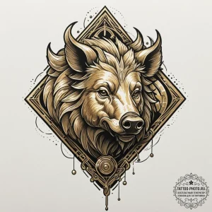 Tattoo design, the golden-bristled boar gulli... - эскиз тату (№1751495406_0, 02.07.2025 22:30) — tattoo-photo.ru