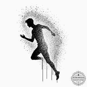 Tattoo design, a human silhouette dissolving... - эскиз тату (№1751496135_0, 02.07.2025 22:42) — tattoo-photo.ru
