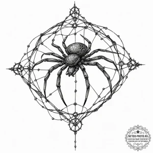 Tattoo design, a drone caught in a spiderweb... - эскиз тату (№1751496461_0, 02.07.2025 22:47) — tattoo-photo.ru