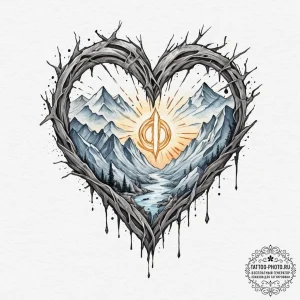 Tattoo sketch — ancient glacier cracked open... - эскиз тату (№1751497139_0, 02.07.2025 22:58) — tattoo-photo.ru