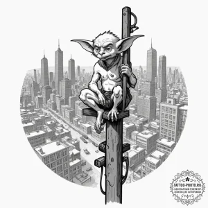 Tattoo design, a tengu (bird-like goblin), pe... - эскиз тату (№1751497217_0, 02.07.2025 23:00) — tattoo-photo.ru