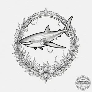 Tattoo design, a simple outline of a shark, b... - эскиз тату (№1751498203_0, 02.07.2025 23:16) — tattoo-photo.ru