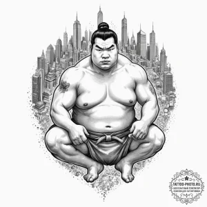 Tattoo design, a powerful sumo wrestler, but... - эскиз тату (№1751498611_0, 02.07.2025 23:23) — tattoo-photo.ru