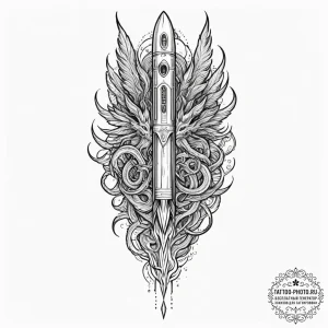 Tattoo design, a multiple rocket launcher sty... - эскиз тату (№1751499018_0, 02.07.2025 23:30) — tattoo-photo.ru
