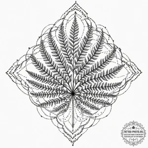 Tattoo design, a fern leaf, drawn with perfec... - эскиз тату (№1751500242_0, 02.07.2025 23:50) — tattoo-photo.ru