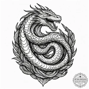 Tattoo design, jormungandr tattooed in a styl... - эскиз тату (№1751500487_0, 02.07.2025 23:54) — tattoo-photo.ru