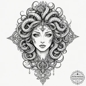 Tattoo design, an ew jammer stylized as a myt... - эскиз тату (№1751551653_0, 03.07.2025 14:07) — tattoo-photo.ru