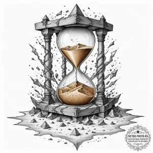 Tattoo design, a shattered hourglass, the san... - эскиз тату (№1751551737_0, 03.07.2025 14:08) — tattoo-photo.ru