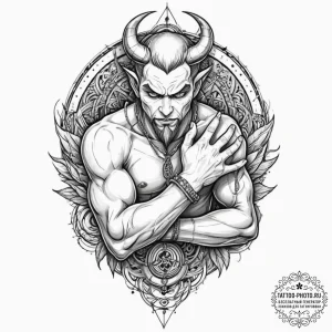 Tattoo sleeve design, pact with the devil, a... - эскиз тату (№1751551905_0, 03.07.2025 14:11) — tattoo-photo.ru