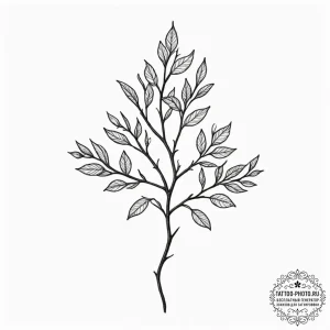 Tattoo design, handpoke style, a simple leaf... - эскиз тату (№1751552073_0, 03.07.2025 14:14) — tattoo-photo.ru