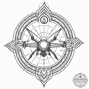Tattoo design, a drone carrying a single sapl... - эскиз тату (№1751552411_0, 03.07.2025 14:20) — tattoo-photo.ru