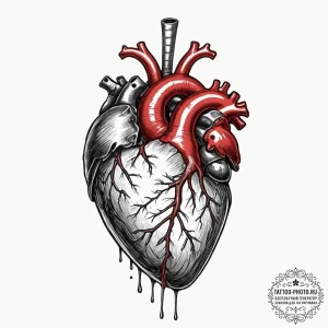 Tattoo design, an anatomical heart, encased i... - эскиз тату (№1751552666_0, 03.07.2025 14:24) — tattoo-photo.ru