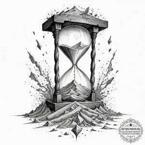 Tattoo design, a shattered hourglass, the san... - эскиз тату (№1751553339_0, 03.07.2025 14:35) — tattoo-photo.ru