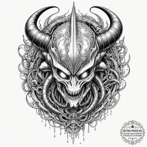 Tattoo design, a viking helmet stylized with... - эскиз тату (№1751554856_0, 03.07.2025 15:00) — tattoo-photo.ru