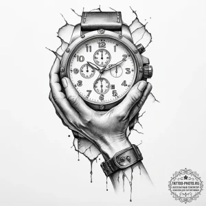 Tattoo design, a soldier's watch, the glass i... - эскиз тату (№1751555391_0, 03.07.2025 15:09) — tattoo-photo.ru