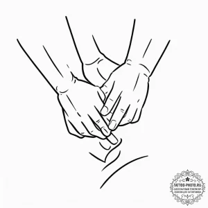 Tattoo design, handpoke style, two stick-figu... - эскиз тату (№1751555559_0, 03.07.2025 15:12) — tattoo-photo.ru
