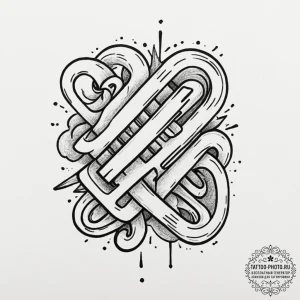 Tattoo design, handpoke style, a tiny papercl... - эскиз тату (№1751555726_0, 03.07.2025 15:15) — tattoo-photo.ru