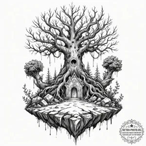 Tattoo design, an empty viking throne in a gr... - эскиз тату (№1751556061_0, 03.07.2025 15:21) — tattoo-photo.ru
