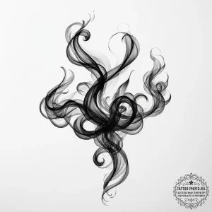 Tattoo design, smoke-like calligraphy, soft,... - эскиз тату (№1751556229_0, 03.07.2025 15:23) — tattoo-photo.ru