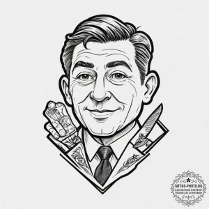 Tattoo design, a politician's face as a mask,... - эскиз тату (№1751556398_0, 03.07.2025 15:26) — tattoo-photo.ru