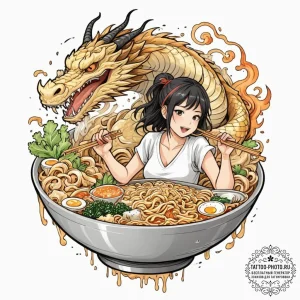 Tattoo sleeve design, ramen shop bliss, a gir... - эскиз тату (№1751556566_0, 03.07.2025 15:29) — tattoo-photo.ru