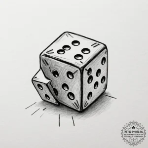 Tattoo design, handpoke style, a dice showing... - эскиз тату (№1751556985_0, 03.07.2025 15:36) — tattoo-photo.ru