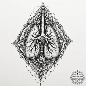 Tattoo design, a human lung, one side healthy... - эскиз тату (№1751557236_0, 03.07.2025 15:40) — tattoo-photo.ru