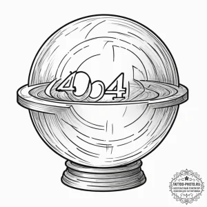 Tattoo design, a crystal ball, showing a "404... - эскиз тату (№1751557489_0, 03.07.2025 15:44) — tattoo-photo.ru