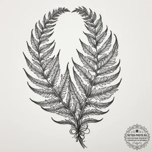 Tattoo design, a fern leaf, uncurling to reve... - эскиз тату (№1751559699_0, 03.07.2025 16:21) — tattoo-photo.ru