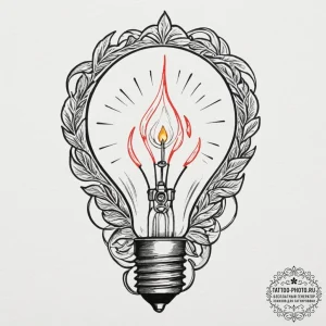 Tattoo design, handpoke style, a lightbulb th... - эскиз тату (№1751559870_0, 03.07.2025 16:24) — tattoo-photo.ru
