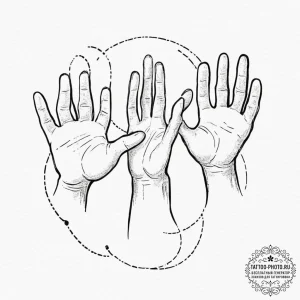 Tattoo design, two clumsy ghosts trying to hi... - эскиз тату (№1751561891_0, 03.07.2025 16:58) — tattoo-photo.ru