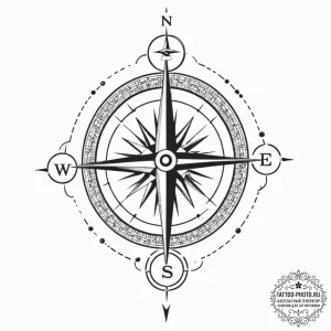 Tattoo design, a compass rose, where the card... - эскиз тату (№1751562394_0, 03.07.2025 17:06) — tattoo-photo.ru