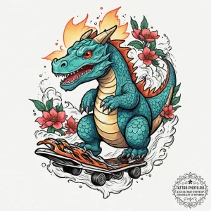 Tattoo design, the "no internet" dinosaur fro... - эскиз тату (№1751563254_0, 03.07.2025 17:20) — tattoo-photo.ru