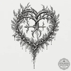 Tattoo design, a viking warrior's heart, pier... - эскиз тату (№1751563428_0, 03.07.2025 17:23) — tattoo-photo.ru