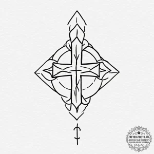 Tattoo design, handpoke style, a tiny cross o... - эскиз тату (№1751564165_0, 03.07.2025 17:36) — tattoo-photo.ru