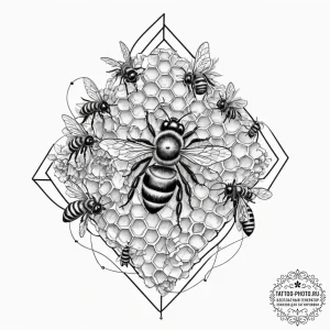 Tattoo design, a honeycomb pattern seamlessly... - эскиз тату (№1751565016_0, 03.07.2025 17:50) — tattoo-photo.ru