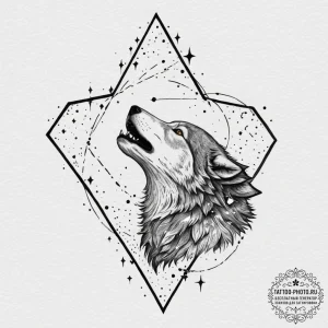 Tattoo design, fenrir wolf shattering constel... - эскиз тату (№1751565101_0, 03.07.2025 17:51) — tattoo-photo.ru