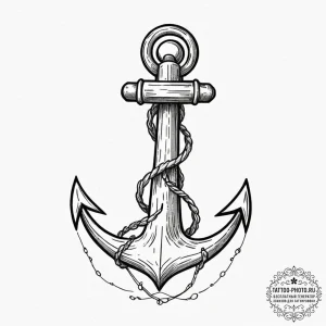 Tattoo design, handpoke style, a tiny anchor,... - эскиз тату (№1751565186_0, 03.07.2025 17:53) — tattoo-photo.ru