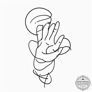 Tattoo design, handpoke style, a single, wobb... - эскиз тату (№1751565271_0, 03.07.2025 17:54) — tattoo-photo.ru