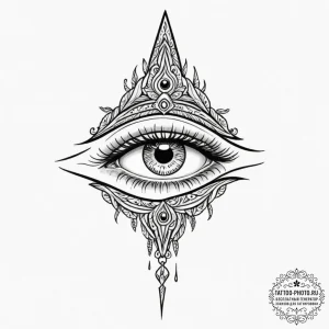 Tattoo design, a dagger piercing the third ey... - эскиз тату (№1751565358_0, 03.07.2025 17:55) — tattoo-photo.ru